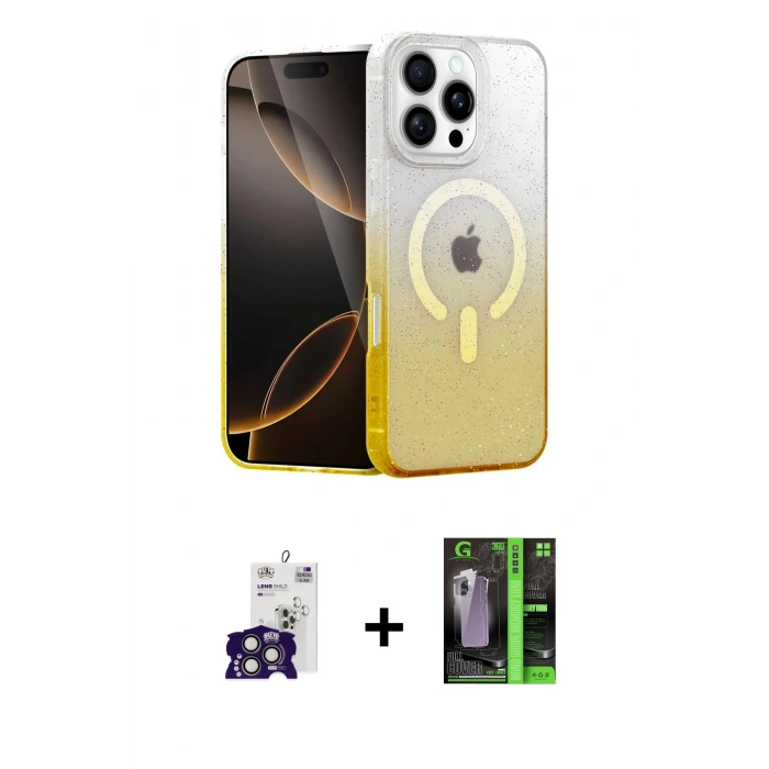 MARSİLYAN™- iPhone 16 Pro Max Kılıf Eksen Minimal Özel Seri - Şeffaf 360 Full Body Arka Koruyucu + Bilvis Titan Kamera Lens - TMGI