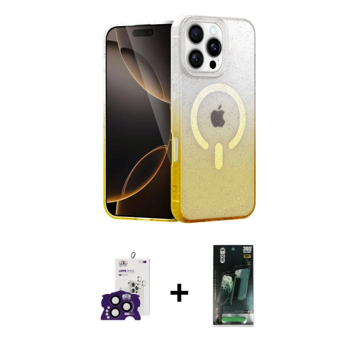 MARSİLYAN™- iPhone 16 Pro Max Kılıf Eksen Minimal Özel Seri - Siyah 360 Mat Full Body Arka Koruyucu + Bilvis Titan Kamera Lens - SH