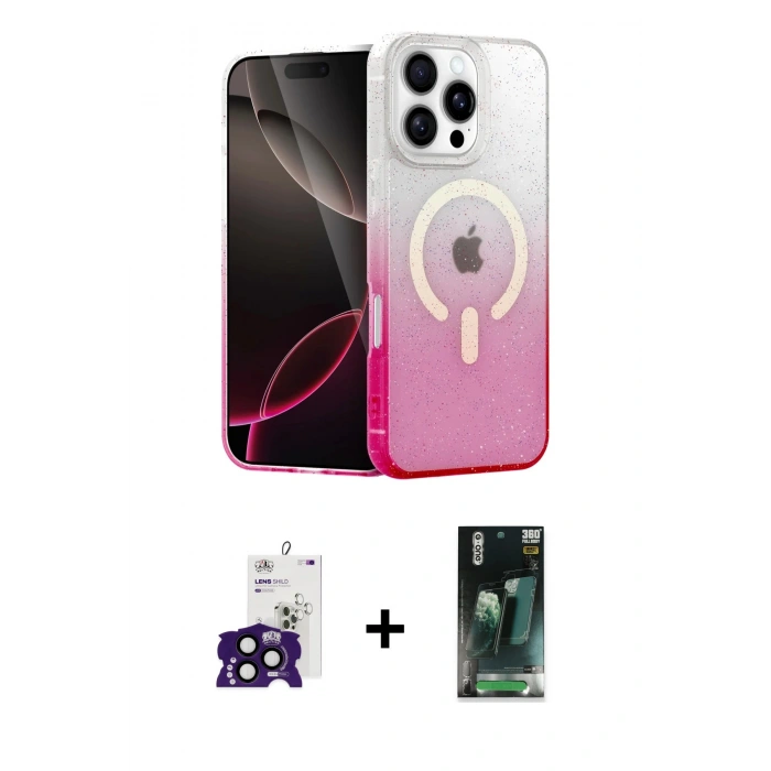 MARSİLYAN™- iPhone 16 Pro Max Kılıf Eksen Minimal Özel Seri - Siyah 360 Mat Full Body Arka Koruyucu + Bilvis Titan Kamera Lens - SH
