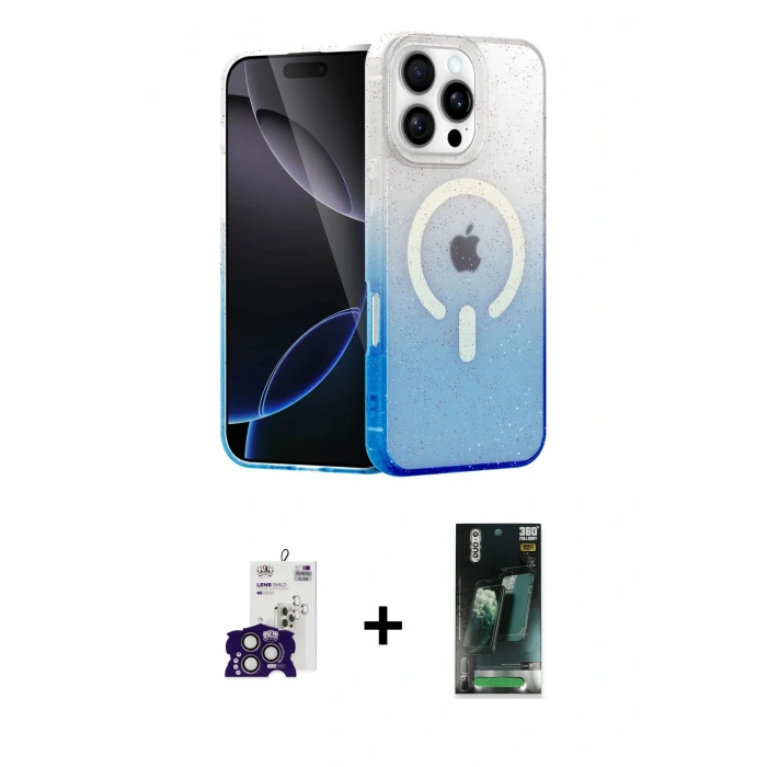 MARSİLYAN™- iPhone 16 Pro Max Kılıf Eksen Minimal Özel Seri - Siyah 360 Mat Full Body Arka Koruyucu + Bilvis Titan Kamera Lens - TMGI