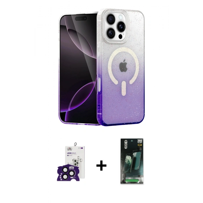 MARSİLYAN™- iPhone 16 Pro Max Kılıf Eksen Minimal Özel Seri - Siyah 360 Mat Full Body Arka Koruyucu + Bilvis Titan Kamera Lens - SH