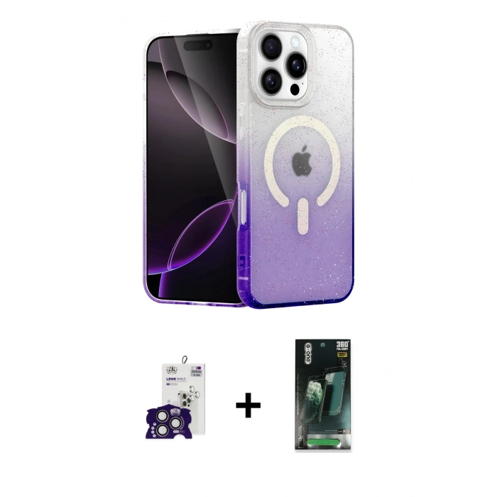 MARSİLYAN™- iPhone 16 Pro Max Kılıf Eksen Minimal Özel Seri - Siyah 360 Mat Full Body Arka Koruyucu + Bilvis Titan Kamera Lens - TMGI