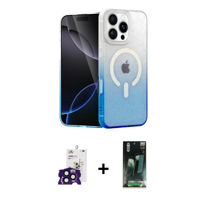 MARSİLYAN™- iPhone 16 Pro Max Kılıf Eksen Minimal Özel Seri - Siyah 360 Mat Full Body Arka Koruyucu + Bilvis Titan Kamera Lens - SH