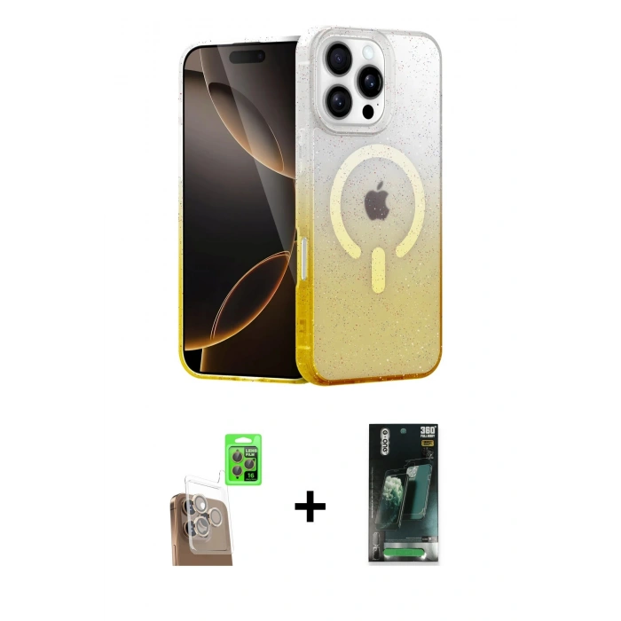 MARSİLYAN™- iPhone 16 Pro Max Kılıf Eksen Minimal Özel Seri - Siyah 360 Mat Full Body Arka Koruyucu + Çöl Titanyum Raze Metal Kamera Lens