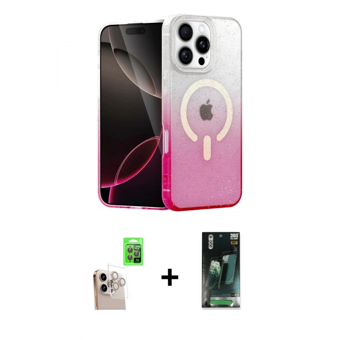 MARSİLYAN™- iPhone 16 Pro Max Kılıf Eksen Minimal Özel Seri - Siyah 360 Mat Full Body Arka Koruyucu + Raze Metal Kamera Lens - NLGY