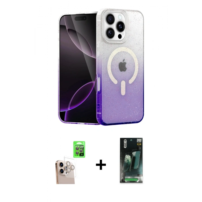 MARSİLYAN™- iPhone 16 Pro Max Kılıf Eksen Minimal Özel Seri - Siyah 360 Mat Full Body Arka Koruyucu + Raze Metal Kamera Lens - NLGY