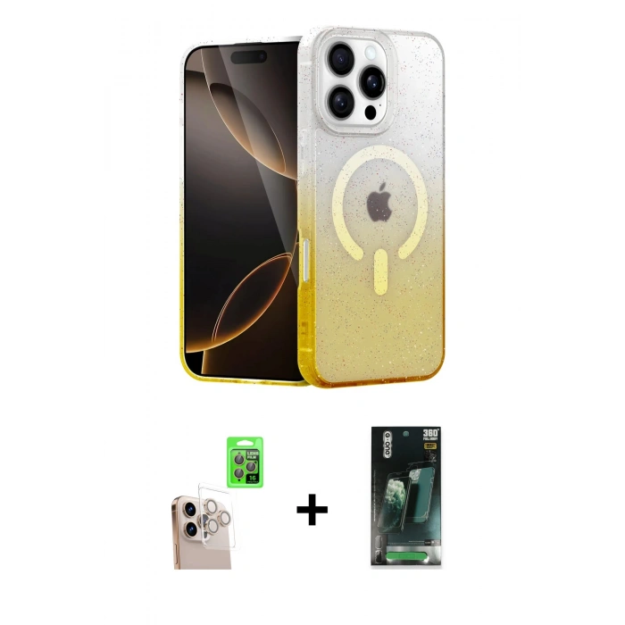 MARSİLYAN™- iPhone 16 Pro Max Kılıf Eksen Minimal Özel Seri - Siyah 360 Mat Full Body Arka Koruyucu + Raze Metal Kamera Lens - NLGY