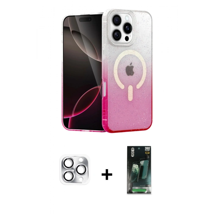 MARSİLYAN™- iPhone 16 Pro Max Kılıf Eksen Minimal Özel Seri - Siyah 360 Mat Full Body Arka Koruyucu + Pers Alüminyum Kamera Lens - GS