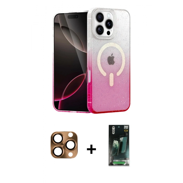 MARSİLYAN™- iPhone 16 Pro Max Kılıf Eksen Minimal Özel Seri - Siyah 360 Mat Full Body Arka Koruyucu + Pers Alüminyum Kamera Lens - CLTM
