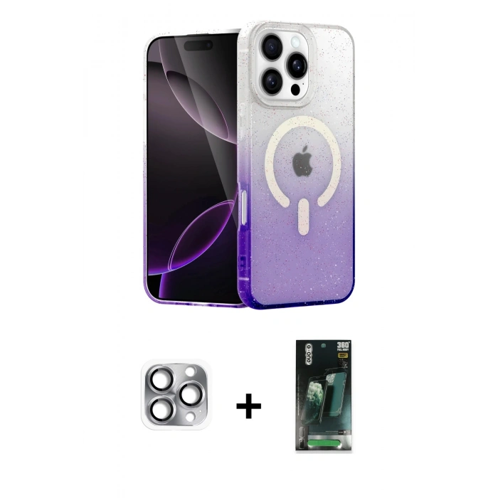MARSİLYAN™- iPhone 16 Pro Max Kılıf Eksen Minimal Özel Seri - Siyah 360 Mat Full Body Arka Koruyucu + Pers Alüminyum Kamera Lens - GI