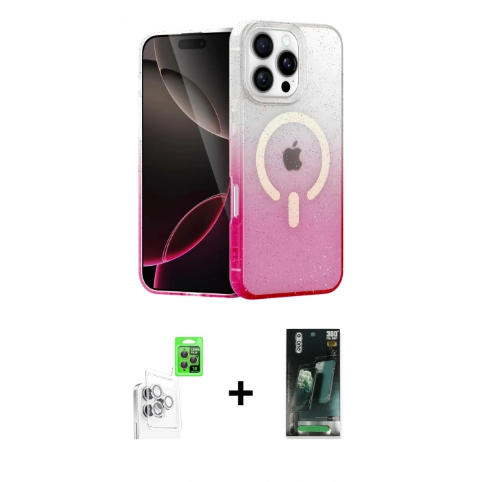 MARSİLYAN™- iPhone 16 Pro Max Kılıf Eksen Minimal Özel Seri - Siyah 360 Mat Full Body Arka Koruyucu + Raze Metal Kamera Lens - BZ