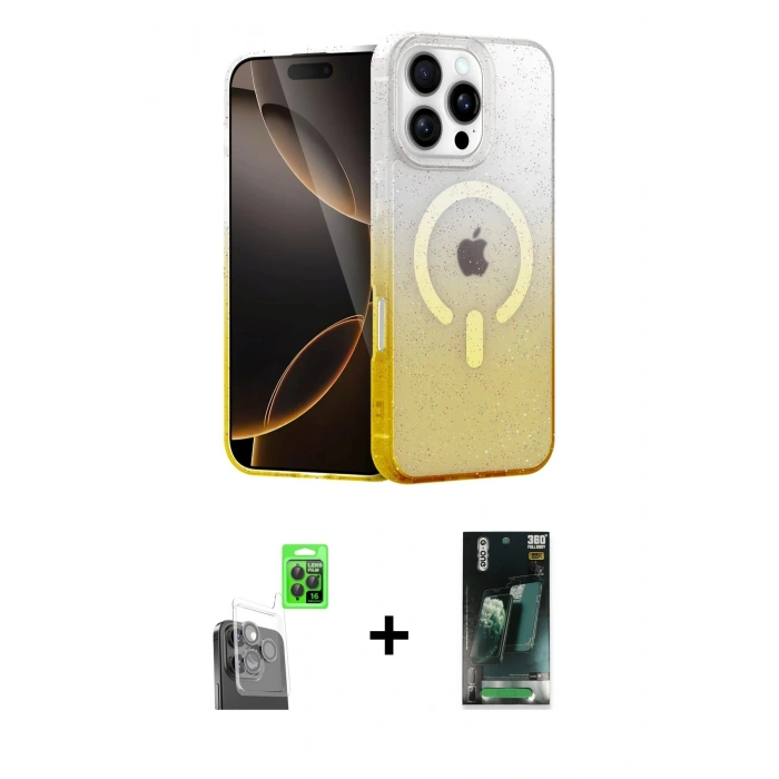 MARSİLYAN™- iPhone 16 Pro Max Kılıf Eksen Minimal Özel Seri - Siyah 360 Mat Full Body Arka Koruyucu + Raze Metal Kamera Lens - SH