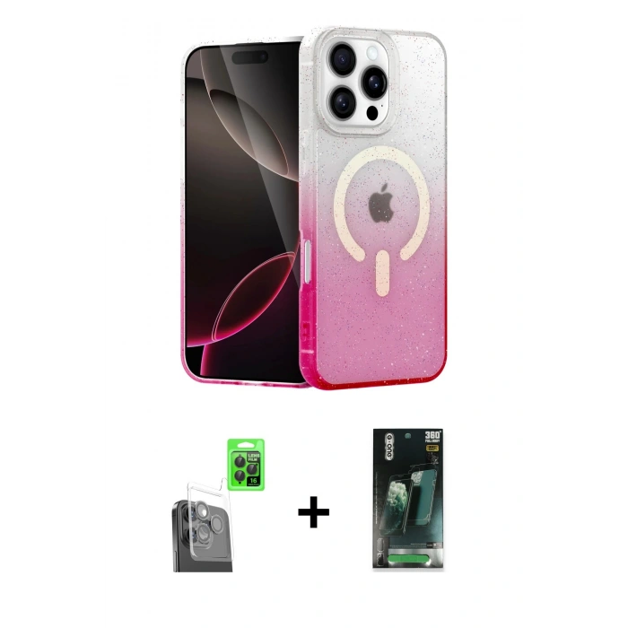 MARSİLYAN™- iPhone 16 Pro Max Kılıf Eksen Minimal Özel Seri - Siyah 360 Mat Full Body Arka Koruyucu + Raze Metal Kamera Lens - SH