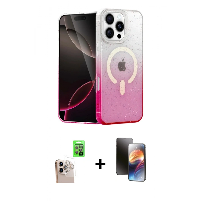 MARSİLYAN™- iPhone 16 Pro Max Kılıf Eksen Minimal Özel Seri - Siyah 3D Antistatik Mat Seramik Nano Ekran Koruyucu + Raze Metal Kamera Lens - NLGY