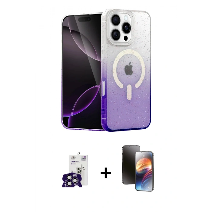 MARSİLYAN™- iPhone 16 Pro Max Kılıf Eksen Minimal Özel Seri - Siyah 3D Antistatik Mat Seramik Nano Ekran Koruyucu + Bilvis Titan Kamera Lens - TMGI