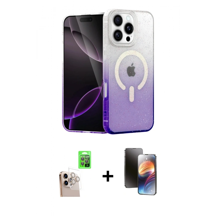 MARSİLYAN™- iPhone 16 Pro Max Kılıf Eksen Minimal Özel Seri - Siyah 3D Antistatik Mat Seramik Nano Ekran Koruyucu + Raze Metal Kamera Lens - NLGY