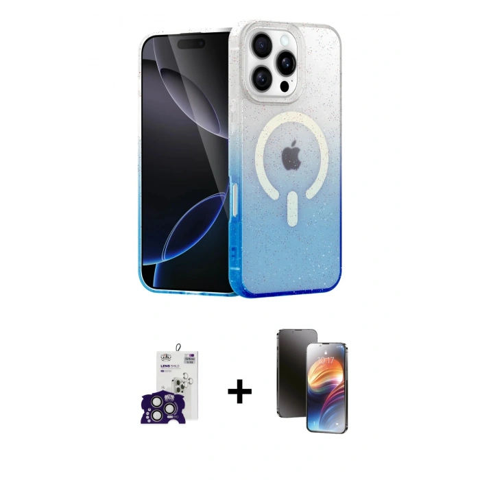 MARSİLYAN™- iPhone 16 Pro Max Kılıf Eksen Minimal Özel Seri - Siyah 3D Antistatik Mat Seramik Nano Ekran Koruyucu + Bilvis Titan Kamera Lens - TMGI