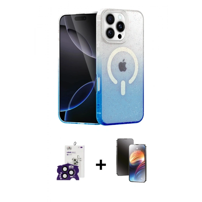MARSİLYAN™- iPhone 16 Pro Max Kılıf Eksen Minimal Özel Seri - Siyah 3D Antistatik Mat Seramik Nano Ekran Koruyucu + Siyah Bilvis Titan Kamera Lens