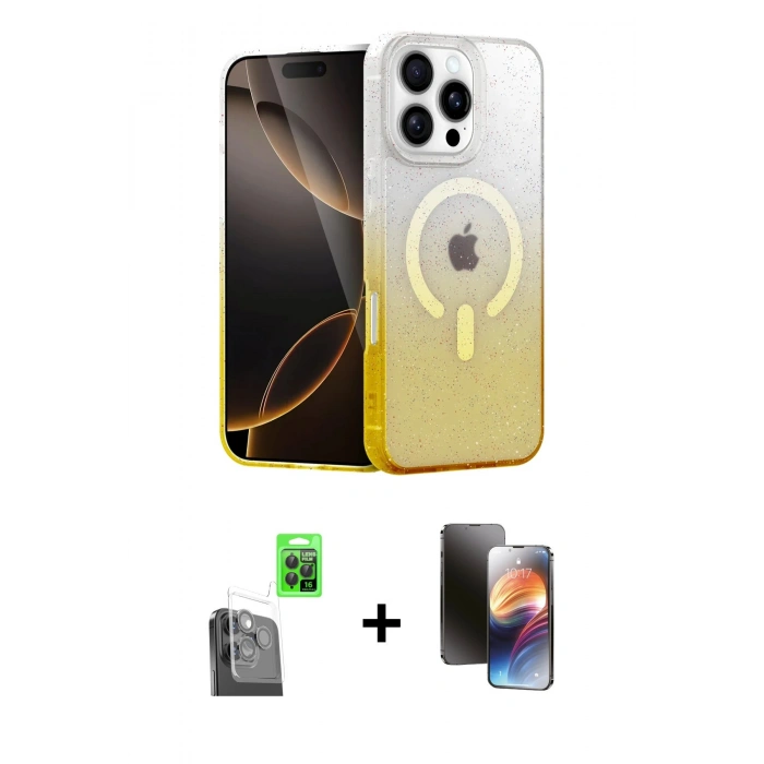 MARSİLYAN™- iPhone 16 Pro Max Kılıf Eksen Minimal Özel Seri - Siyah 3D Antistatik Mat Seramik Nano Ekran Koruyucu + Raze Metal Kamera Lens - SH