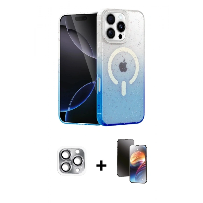 MARSİLYAN™- iPhone 16 Pro Max Kılıf Eksen Minimal Özel Seri - Siyah 3D Antistatik Mat Seramik Nano Ekran Koruyucu + Pers Alüminyum Kamera Lens - GI