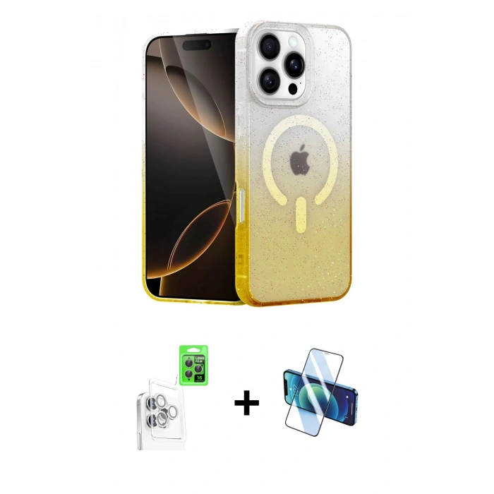 MARSİLYAN™- iPhone 16 Pro Max Kılıf Eksen Minimal Özel Seri - Siyah 3D Antistatik Seramik Nano Ekran Koruyucu + Raze Metal Kamera Lens - BZ