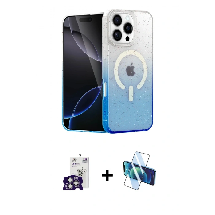 MARSİLYAN™- iPhone 16 Pro Max Kılıf Eksen Minimal Özel Seri - Siyah 3D Antistatik Seramik Nano Ekran Koruyucu + Bilvis Titan Kamera Lens - TMGI