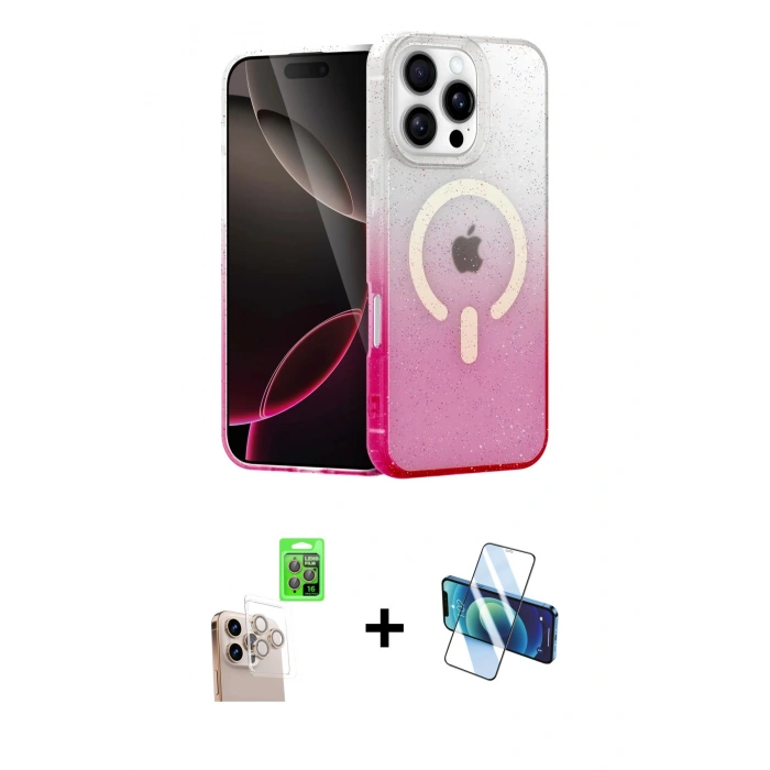 MARSİLYAN™- iPhone 16 Pro Max Kılıf Eksen Minimal Özel Seri - Siyah 3D Antistatik Seramik Nano Ekran Koruyucu + Natural Grey Raze Metal Kamera Lens