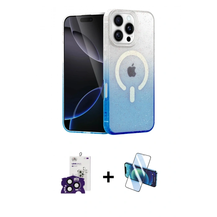 MARSİLYAN™- iPhone 16 Pro Max Kılıf Eksen Minimal Özel Seri - Siyah 3D Antistatik Seramik Nano Ekran Koruyucu + Bilvis Titan Kamera Lens - SH