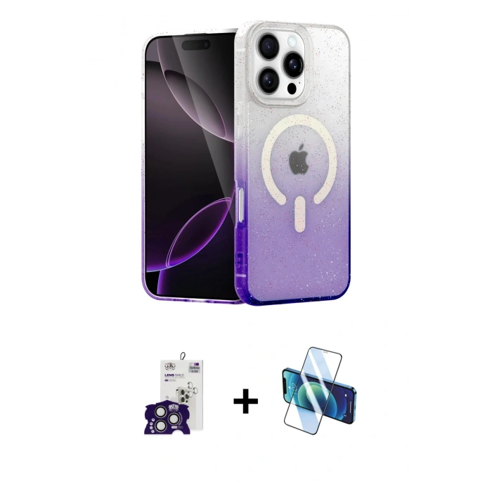 MARSİLYAN™- iPhone 16 Pro Max Kılıf Eksen Minimal Özel Seri - Siyah 3D Antistatik Seramik Nano Ekran Koruyucu + Bilvis Titan Kamera Lens - TMGI