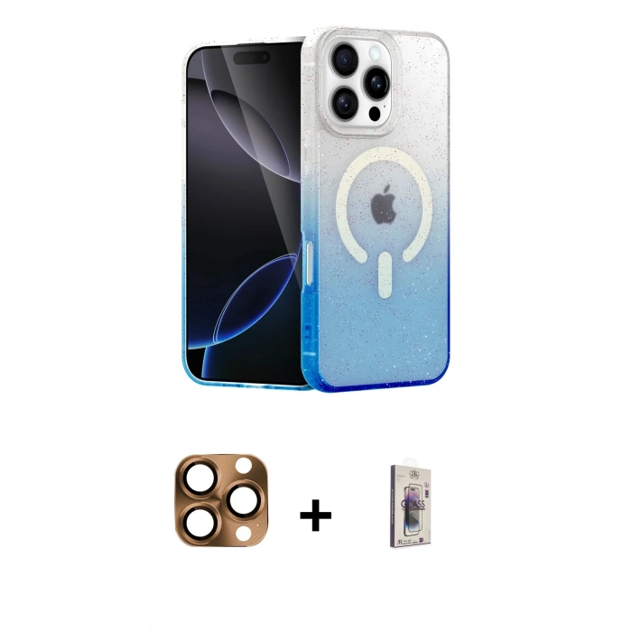MARSİLYAN™- iPhone 16 Pro Max Kılıf Eksen Minimal Özel Seri - Siyah Bilvis 3D Cam Ekran Koruyucu + Pers Alüminyum Kamera Lens - CLTM