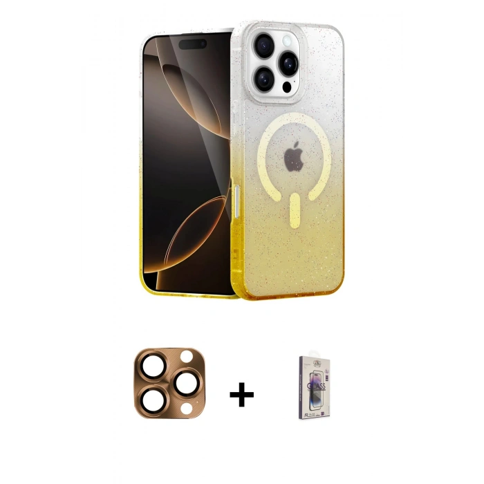 MARSİLYAN™- iPhone 16 Pro Max Kılıf Eksen Minimal Özel Seri - Siyah Bilvis 3D Cam Ekran Koruyucu + Pers Alüminyum Kamera Lens - CLTM
