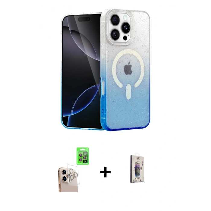 MARSİLYAN™- iPhone 16 Pro Max Kılıf Eksen Minimal Özel Seri - Siyah Bilvis 3D Cam Ekran Koruyucu + Raze Metal Kamera Lens - NLGY