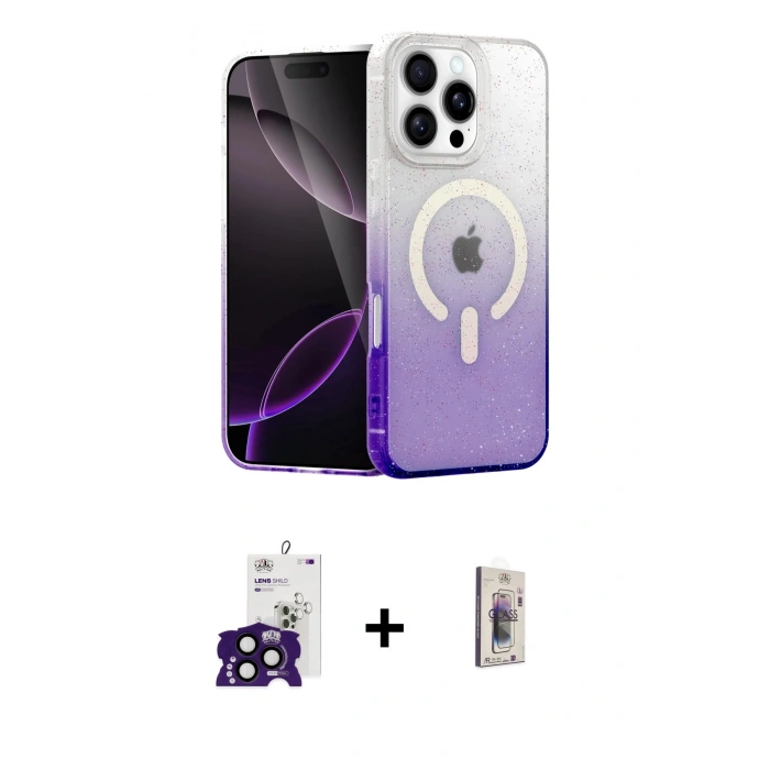 MARSİLYAN™- iPhone 16 Pro Max Kılıf Eksen Minimal Özel Seri - Siyah Bilvis 3D Cam Ekran Koruyucu + Bilvis Titan Kamera Lens - SH
