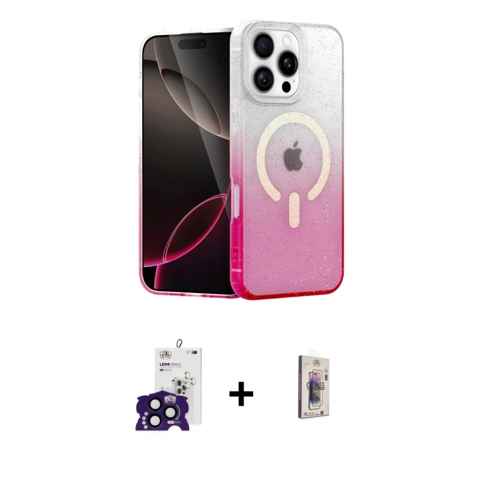 MARSİLYAN™- iPhone 16 Pro Max Kılıf Eksen Minimal Özel Seri - Siyah Bilvis 3D Cam Ekran Koruyucu + Bilvis Titan Kamera Lens - SH