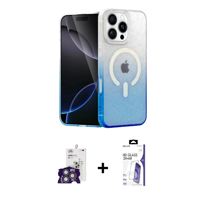 MARSİLYAN™- iPhone 16 Pro Max Kılıf Eksen Minimal Özel Seri - Siyah Bilvis 3X AR HD Cam Ekran Koruyucu + Bilvis Titan Kamera Lens - GS