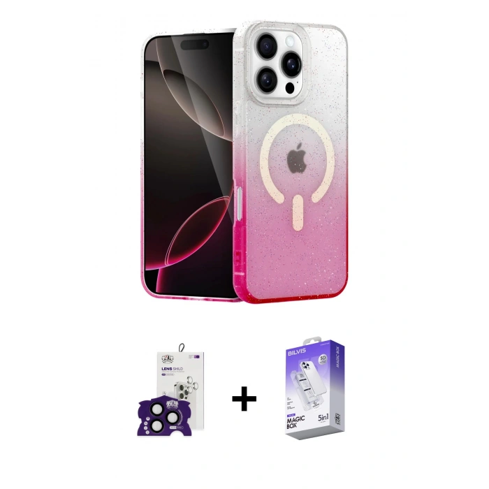 MARSİLYAN™- iPhone 16 Pro Max Kılıf Eksen Minimal Özel Seri - Siyah Bilvis 5in1 3D Magic Cam Ekran Koruyucu + Bilvis Titan Kamera Lens - SH