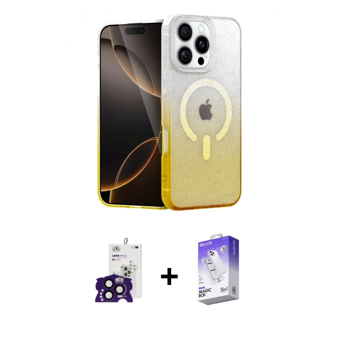 MARSİLYAN™- iPhone 16 Pro Max Kılıf Eksen Minimal Özel Seri - Siyah Bilvis 5in1 3D Magic Cam Ekran Koruyucu + Bilvis Titan Kamera Lens - SH