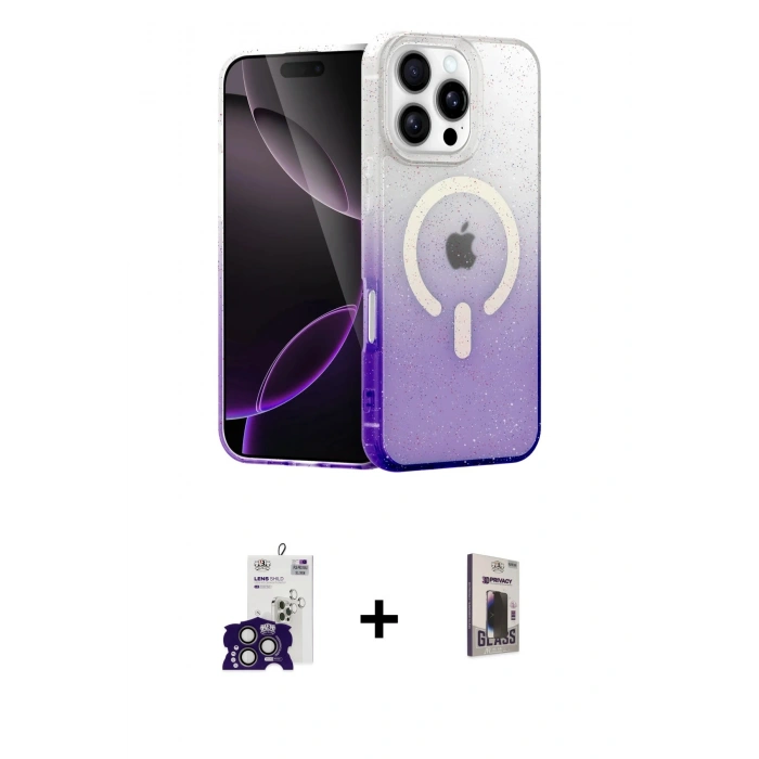 MARSİLYAN™- iPhone 16 Pro Max Kılıf Eksen Minimal Özel Seri - Siyah Bilvis Hayalet Cam Ekran Koruyucu + Bilvis Titan Kamera Lens - TMGI