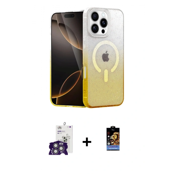 MARSİLYAN™- iPhone 16 Pro Max Kılıf Eksen Minimal Özel Seri - Siyah Buffer Hayalet Cam Ekran Koruyucu + Bilvis Titan Kamera Lens - GS