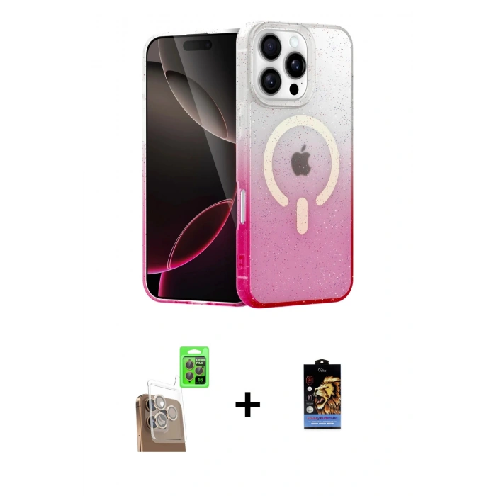 MARSİLYAN™- iPhone 16 Pro Max Kılıf Eksen Minimal Özel Seri - Siyah Buffer Hayalet Cam Ekran Koruyucu + Raze Metal Kamera Lens - CLTM