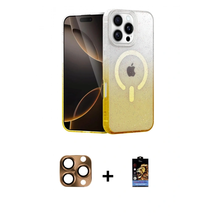 MARSİLYAN™- iPhone 16 Pro Max Kılıf Eksen Minimal Özel Seri - Siyah Buffer Hayalet Cam Ekran Koruyucu + Pers Alüminyum Kamera Lens - CLTM
