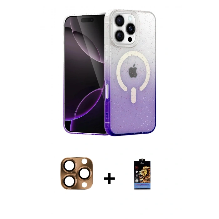 MARSİLYAN™- iPhone 16 Pro Max Kılıf Eksen Minimal Özel Seri - Siyah Buffer Hayalet Cam Ekran Koruyucu + Pers Alüminyum Kamera Lens - CLTM