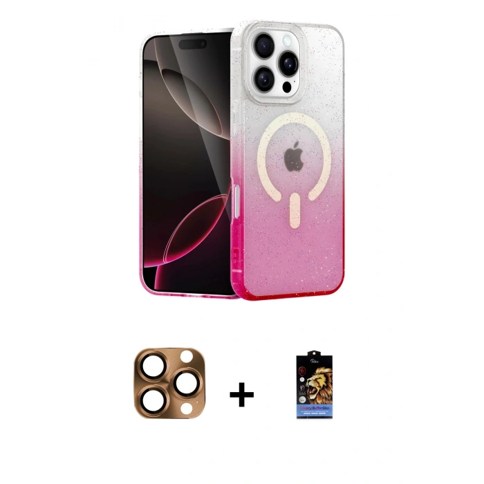 MARSİLYAN™- iPhone 16 Pro Max Kılıf Eksen Minimal Özel Seri - Siyah Buffer Hayalet Cam Ekran Koruyucu + Pers Alüminyum Kamera Lens - CLTM