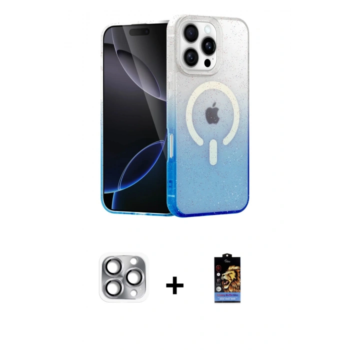 MARSİLYAN™- iPhone 16 Pro Max Kılıf Eksen Minimal Özel Seri - Siyah Buffer Hayalet Cam Ekran Koruyucu + Pers Alüminyum Kamera Lens - GI