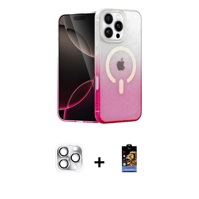 MARSİLYAN™- iPhone 16 Pro Max Kılıf Eksen Minimal Özel Seri - Siyah Buffer Hayalet Cam Ekran Koruyucu + Pers Alüminyum Kamera Lens - GS