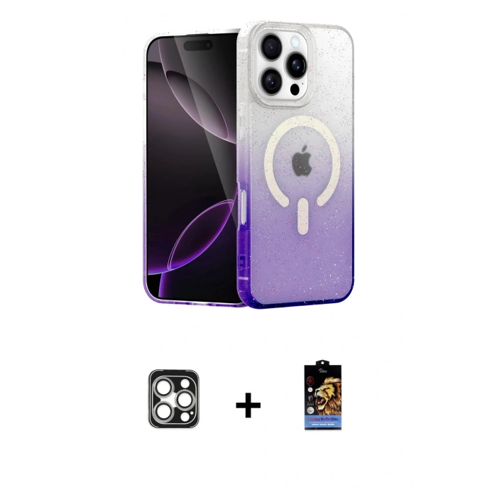 MARSİLYAN™- iPhone 16 Pro Max Kılıf Eksen Minimal Özel Seri - Siyah Buffer Hayalet Cam Ekran Koruyucu + Gümüş PVD Metal Kamera Lens