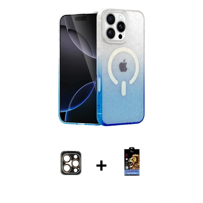 MARSİLYAN™- iPhone 16 Pro Max Kılıf Eksen Minimal Özel Seri - Siyah Buffer Hayalet Cam Ekran Koruyucu + PVD Metal Kamera Lens - GD