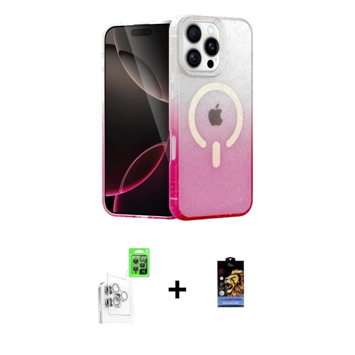 MARSİLYAN™- iPhone 16 Pro Max Kılıf Eksen Minimal Özel Seri - Siyah Buffer Hayalet Cam Ekran Koruyucu + Raze Metal Kamera Lens - BZ