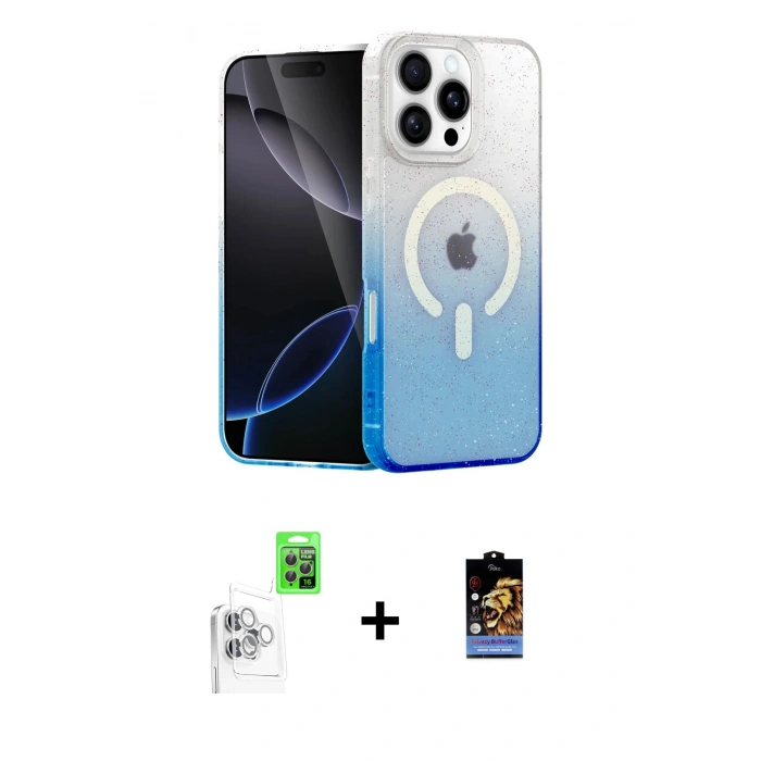 MARSİLYAN™- iPhone 16 Pro Max Kılıf Eksen Minimal Özel Seri - Siyah Buffer Hayalet Cam Ekran Koruyucu + Raze Metal Kamera Lens - BZ