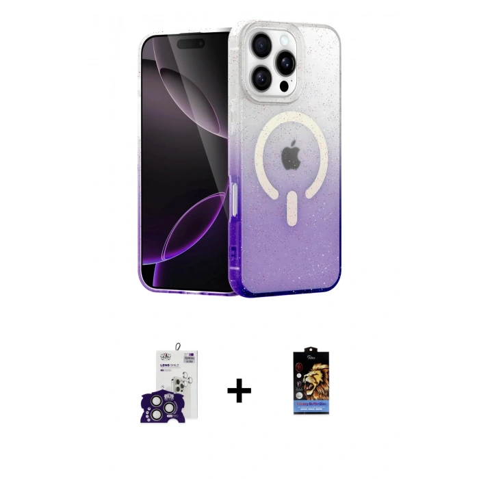 MARSİLYAN™- iPhone 16 Pro Max Kılıf Eksen Minimal Özel Seri - Siyah Buffer Hayalet Cam Ekran Koruyucu + Bilvis Titan Kamera Lens - TMGI